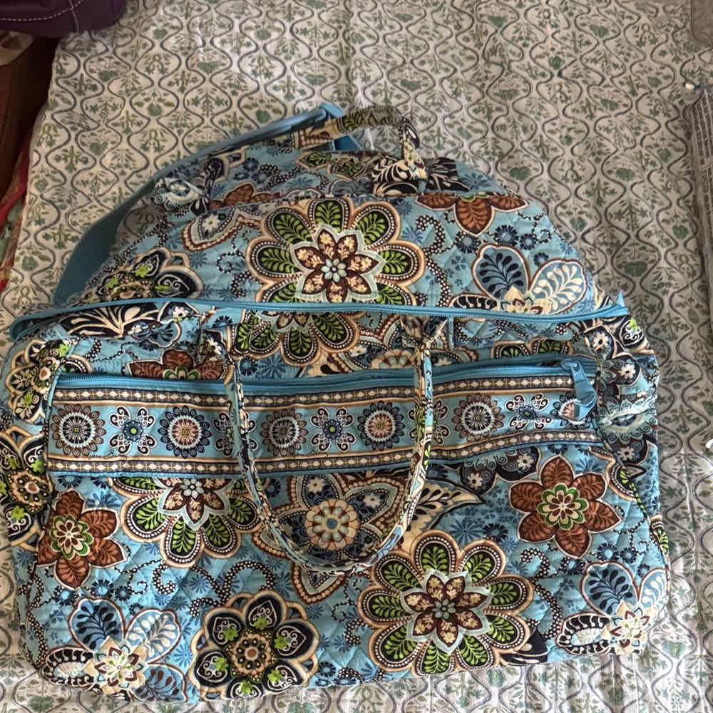 Floral Blue and Brown Women's Bag